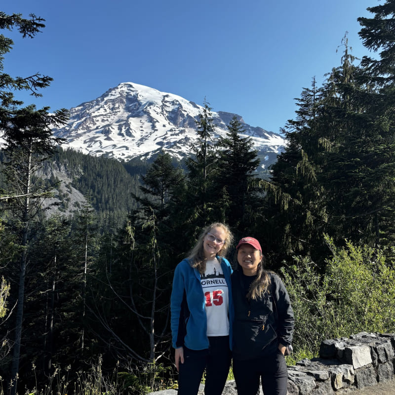 Colleen and Cindy in front of Mt Rainier