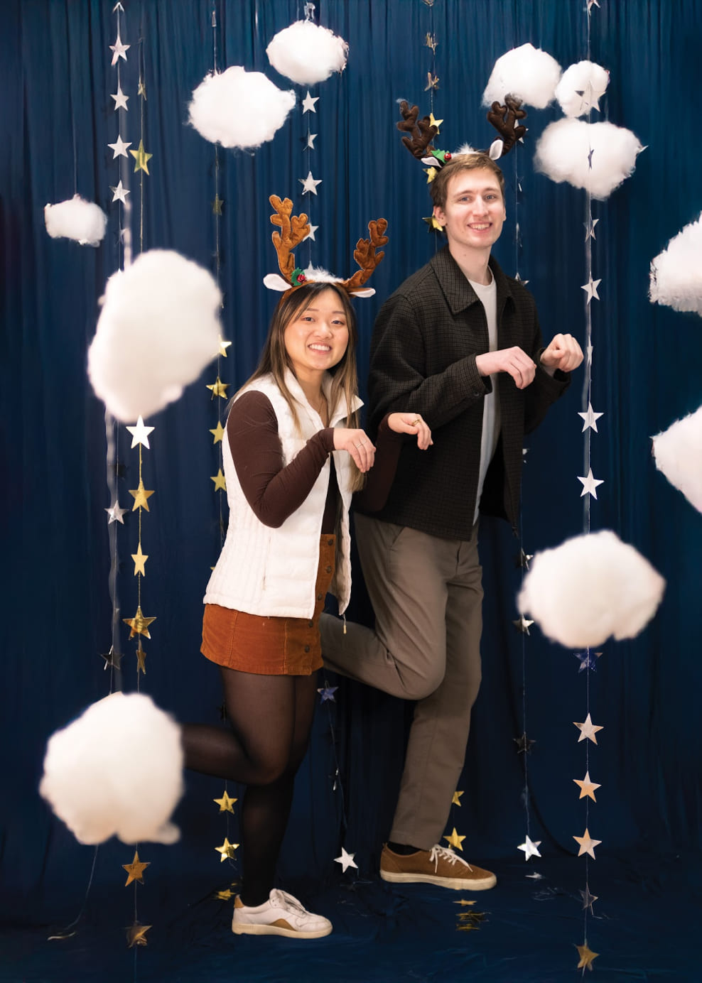 cindy and ian with reindeer antlers